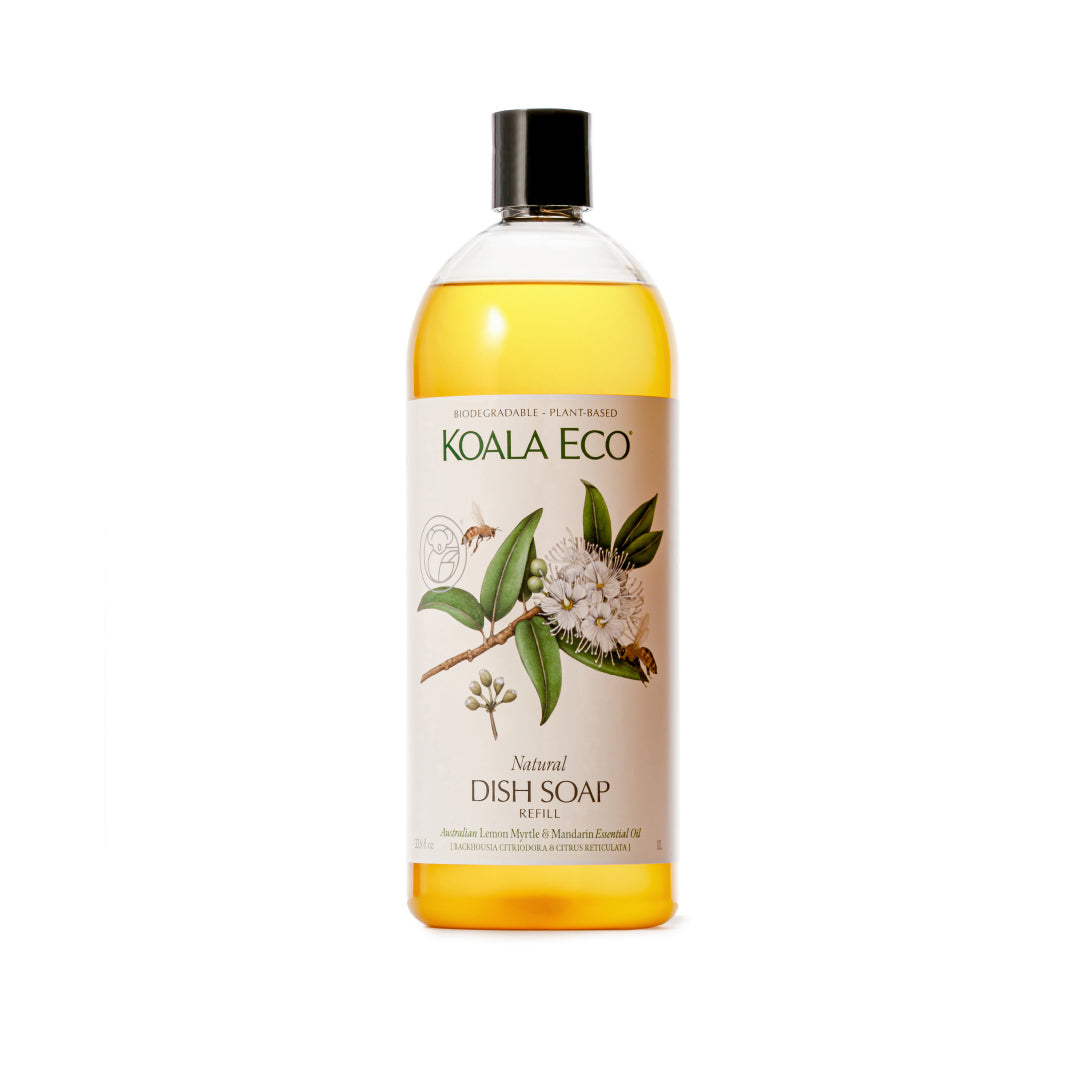 Koala Eco Natural Dish Soap, 1L Refill - Lemon Myrtle & Mandarin Essential Oil (Exp 07/27)