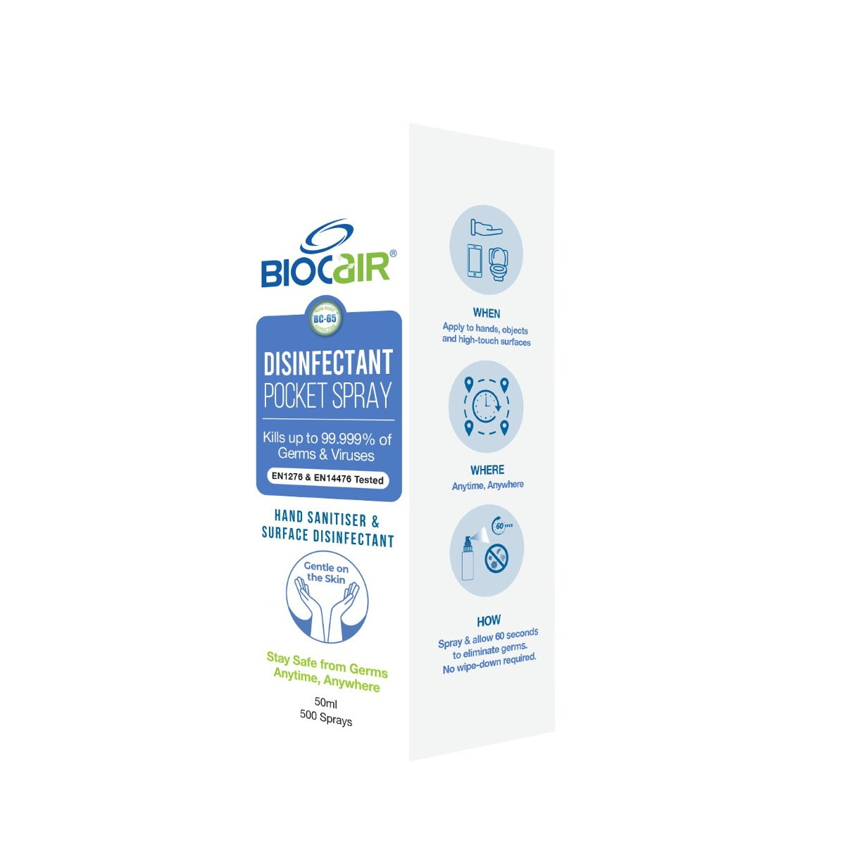 BioCair Disinfectant Pocket Spray, 50ml - exp 02/26