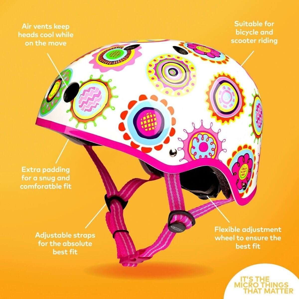 Micro Riding Helmet - Doodle Dot V2 (3 Sizes)