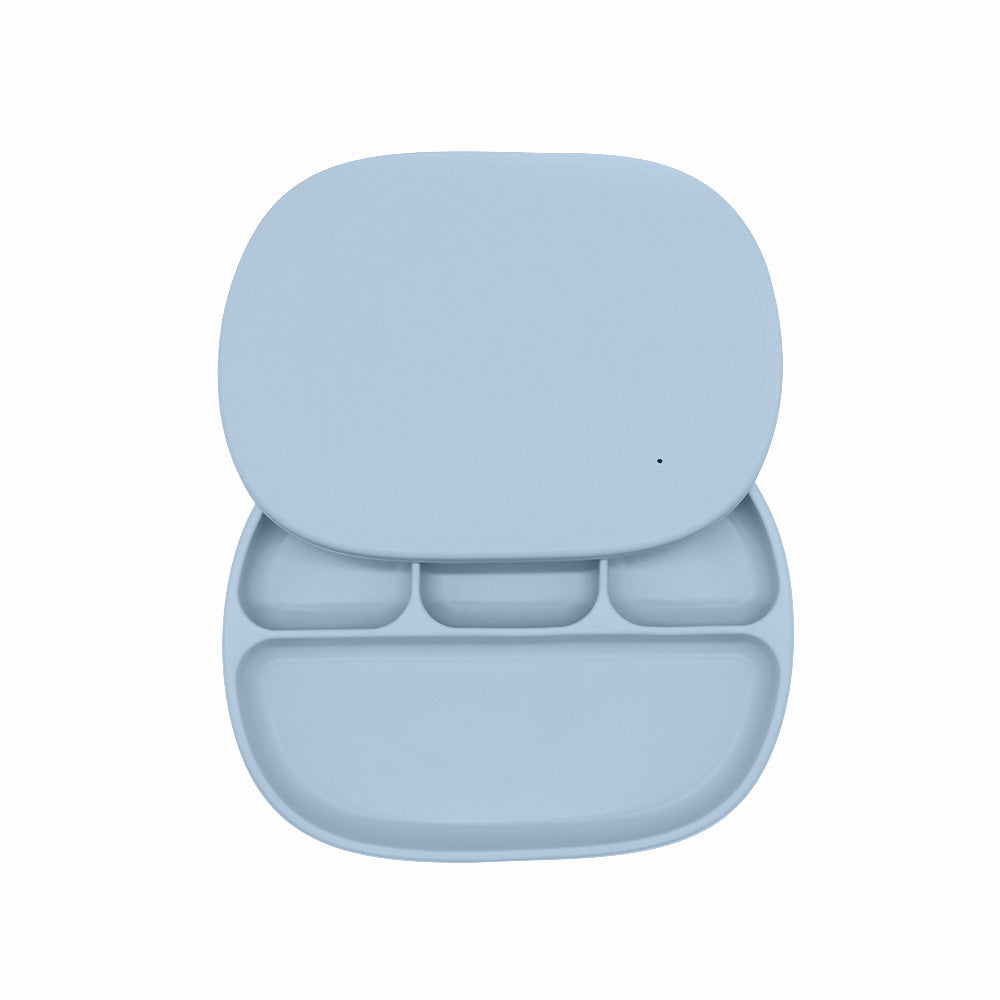 Biomom 4-Divided Silicone Suction Baby Plate with Cover (12 Colors) - Pupsik Singapore