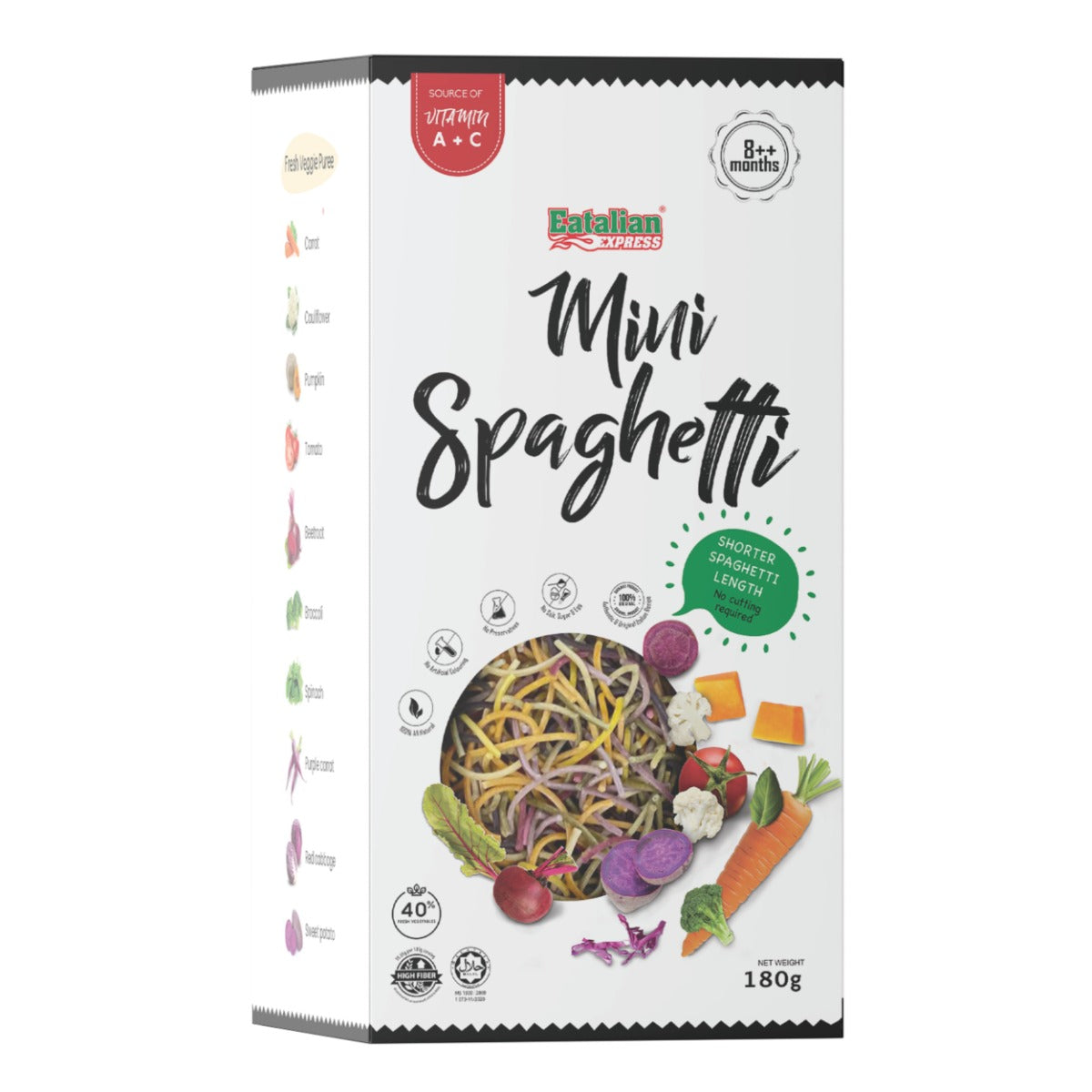 Eatalian Express Baby Veggie Pasta, 180g - Mini Spaghetti (Exp 03/27)