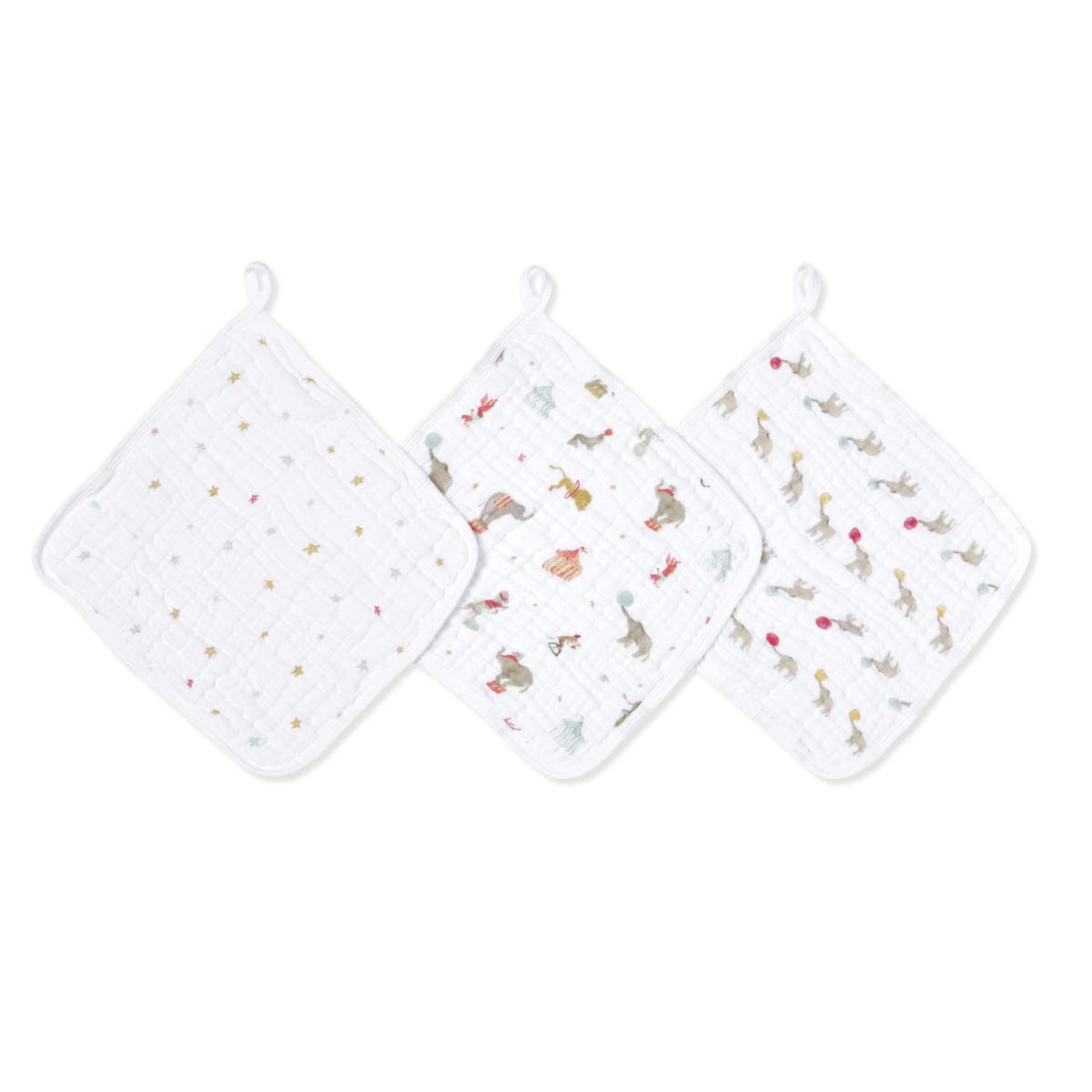 Aden Anais Essentials Cotton Muslin Washcloths, 3pk (7 designs) - Pupsik Singapore