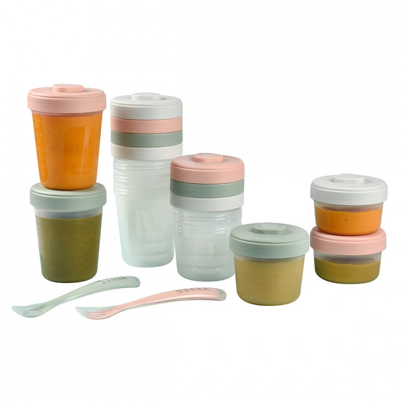 Beaba Clips Portions First Pack Meal & Food Storage Set (14pc) - Eucalyptus