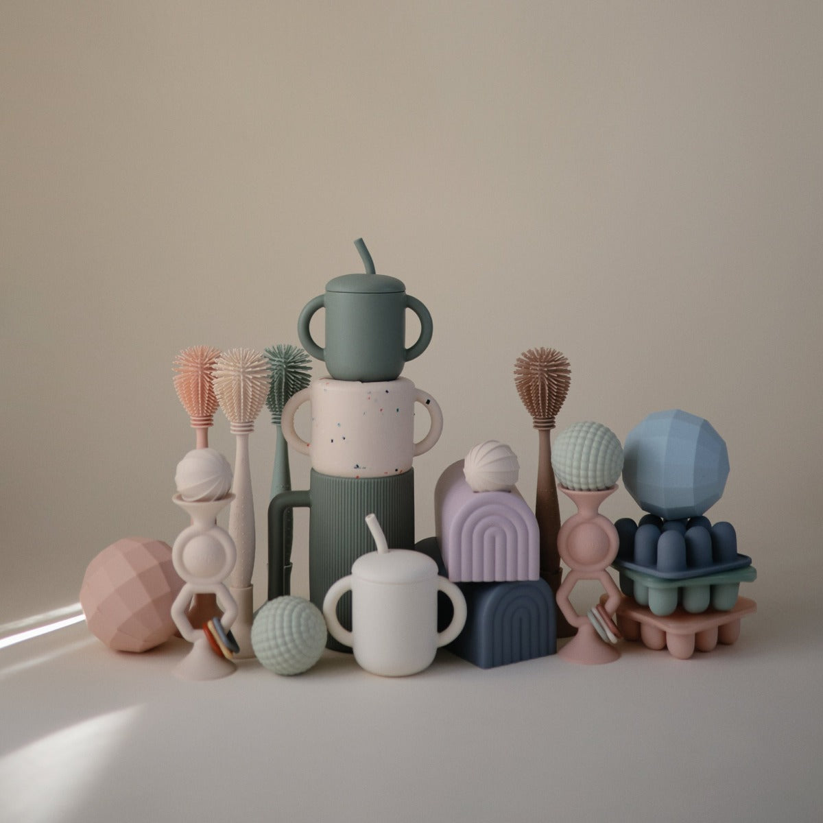 Mushie Silicone Baby Bottle Brush (3 Colors)