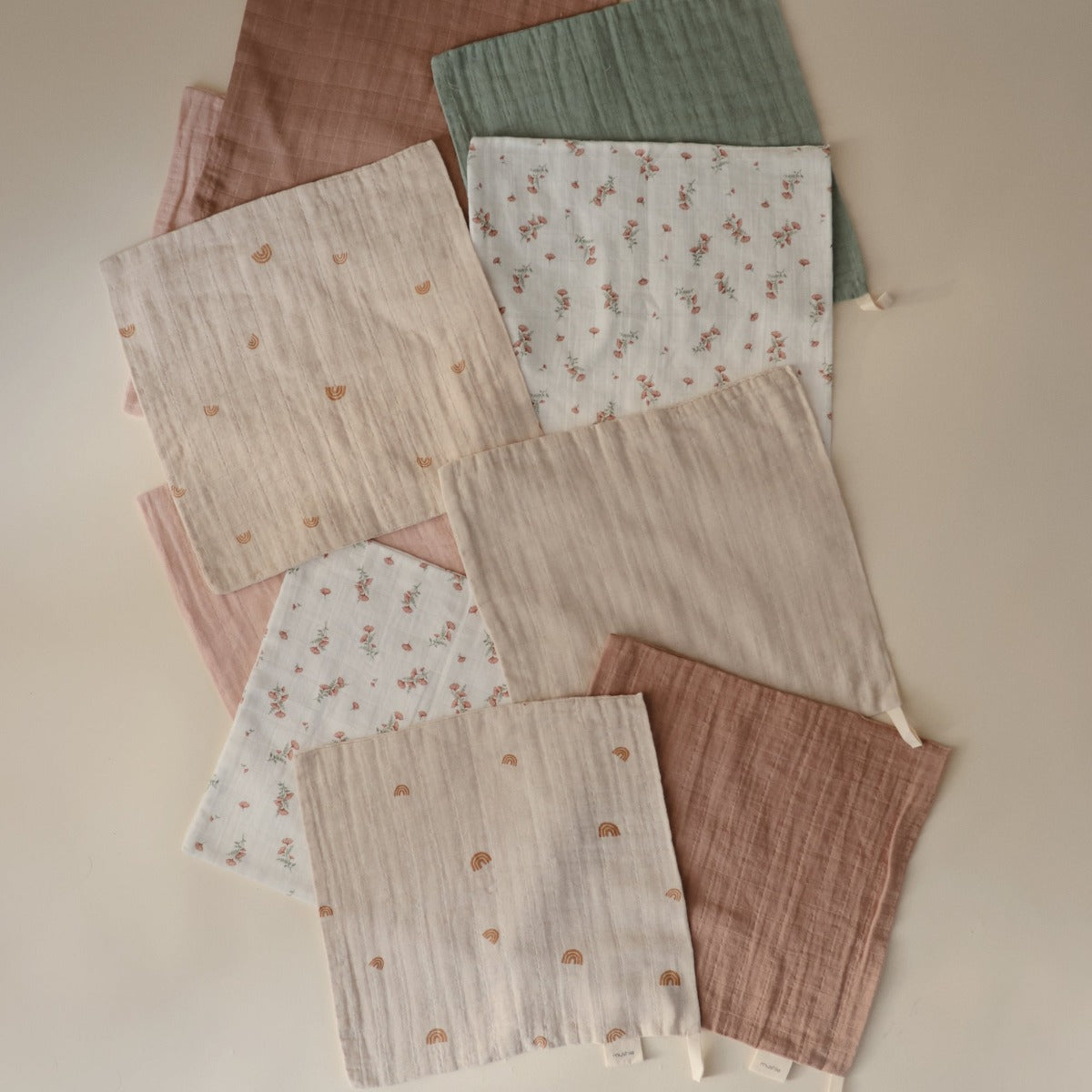 Mushie Cotton Washcloth, 5pk (2 Designs)