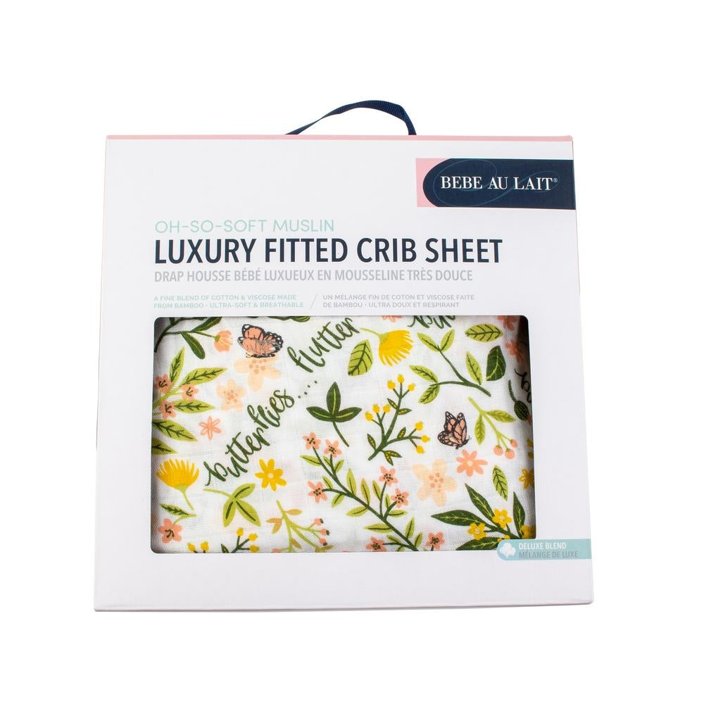Bebe Au Lait Luxury Muslin Fitted Crib Sheet (70x130cm) (7 Designs) - Pupsik Singapore