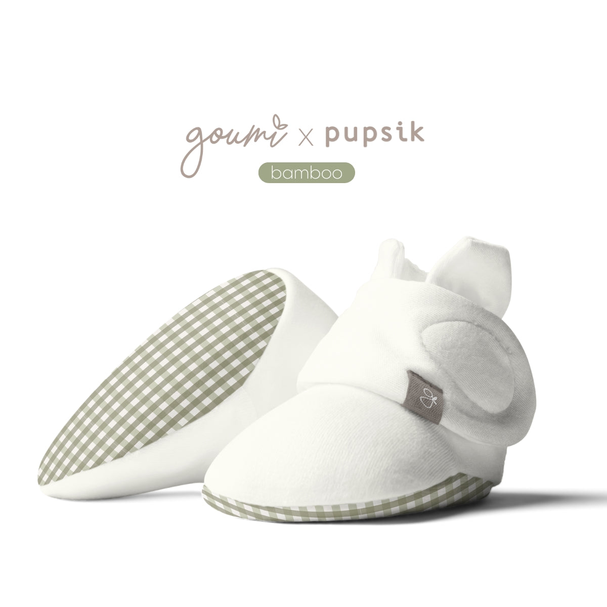 Goumi x Pupsik Bamboo Stay On Booties – Green Gingham (2 sizes)
