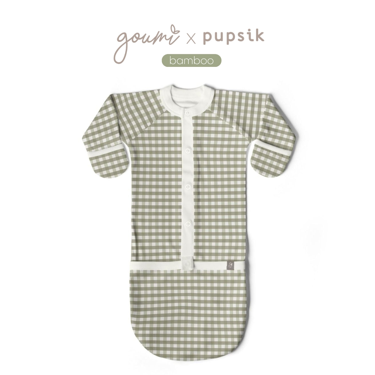 Goumi x Pupsik Bamboo 24 Hour Convertible Gown - Green Gingham (2 Sizes)