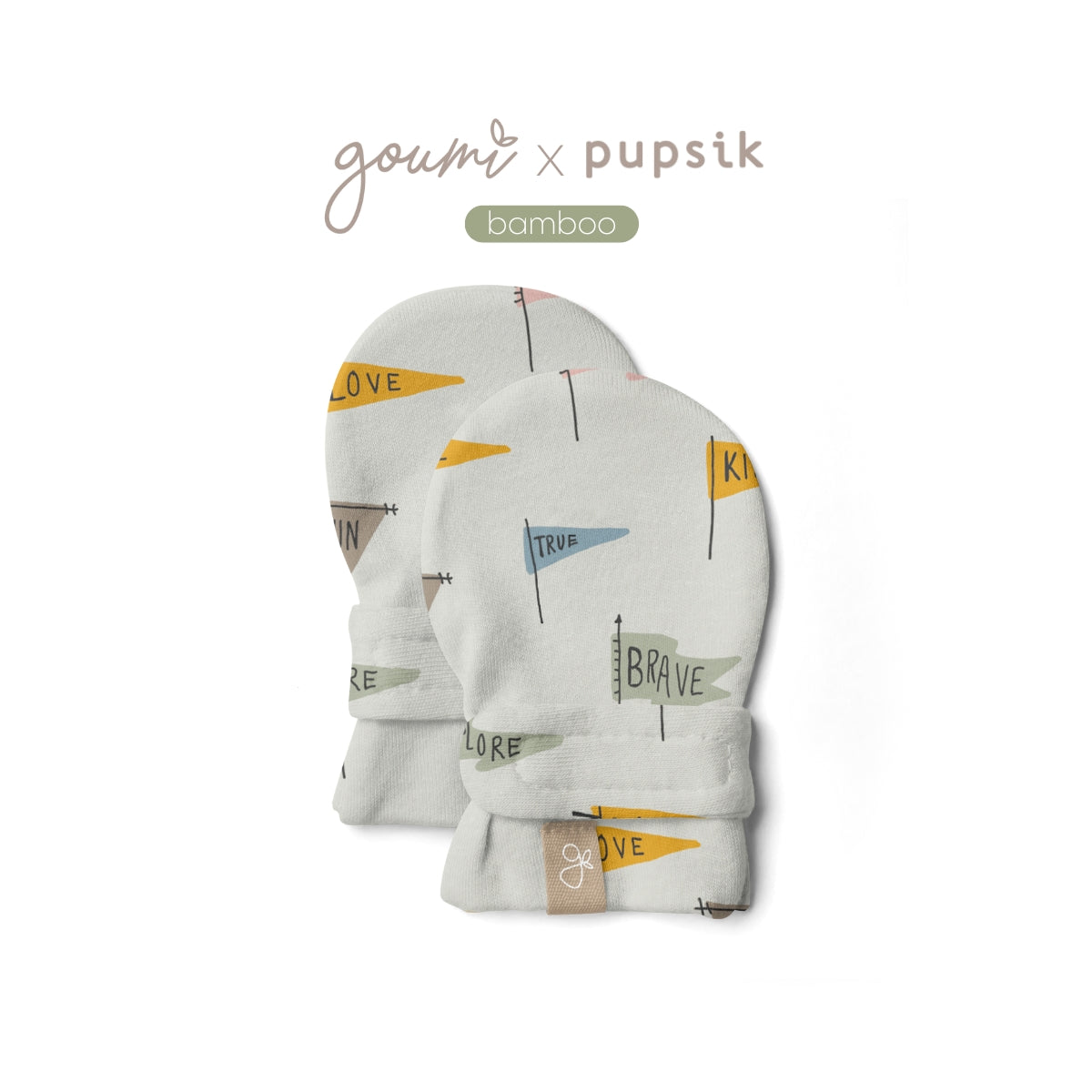 Goumi x Pupsik Bamboo Stay On Mitts – Affirmations (2 sizes)