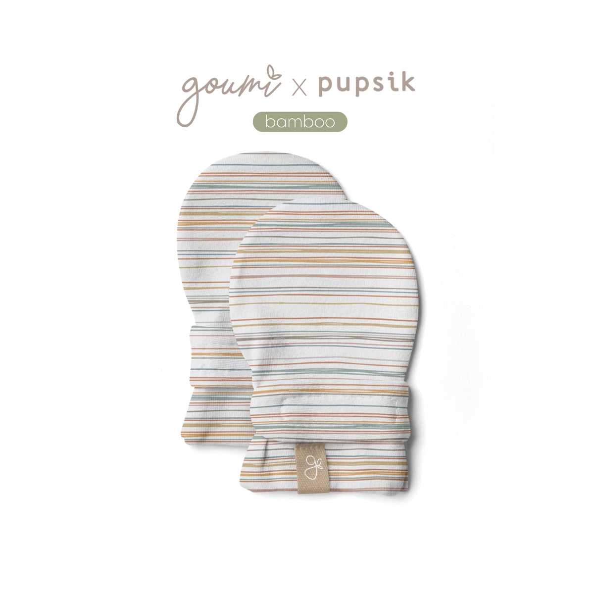 Goumi x Pupsik Bamboo Stay On Mitts – Boardwalk Stripes (2 sizes)