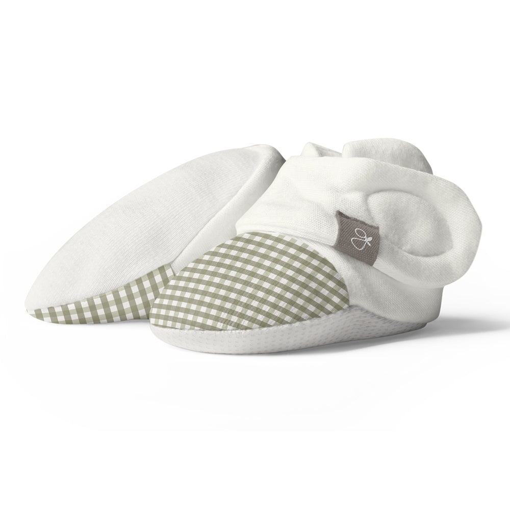 Goumi x Pupsik Bamboo Stay On Booties – Green Gingham (2 sizes)