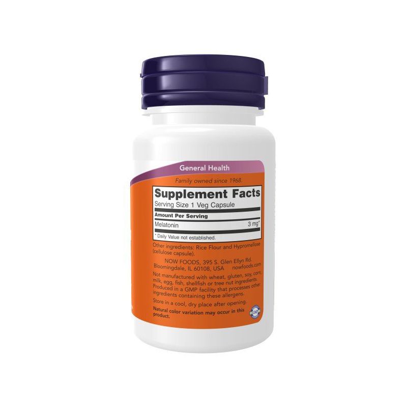NOW Foods Melatonin 3mg, 60 Veg Capsules (Exp 11/27) - Pupsik Singapore