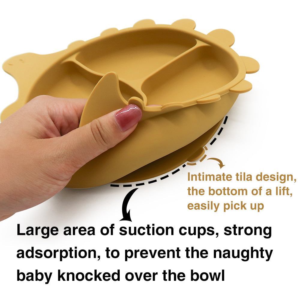 Biomom Baby Silicone Dinosaur Divided Suction Plate (6 Colours)