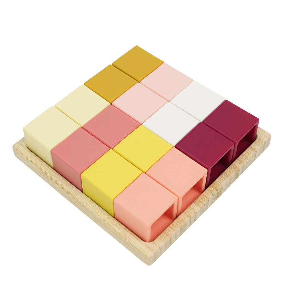 Biomom Silicone Building Blocks, 16pcs - Rainbow