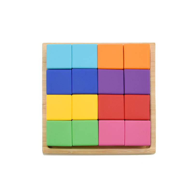 Biomom Silicone Building Blocks, 16pcs - Rainbow
