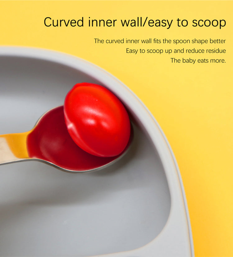 Biomom 4-Divided Silicone Suction Baby Plate with Cover (12 Colors)