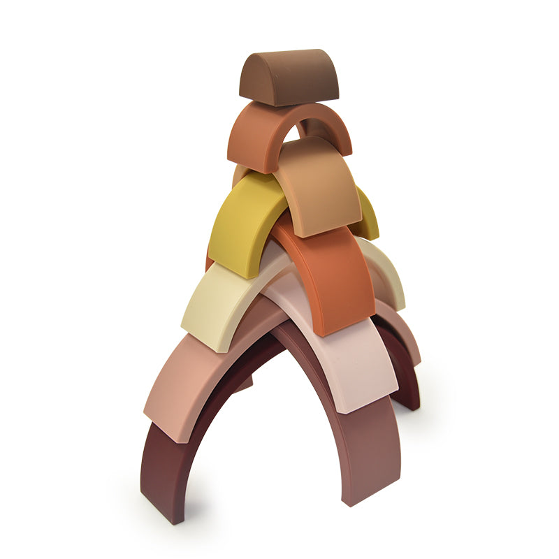 Biomom Silicone Brown Rainbow Stacking Toy, 10 pcs