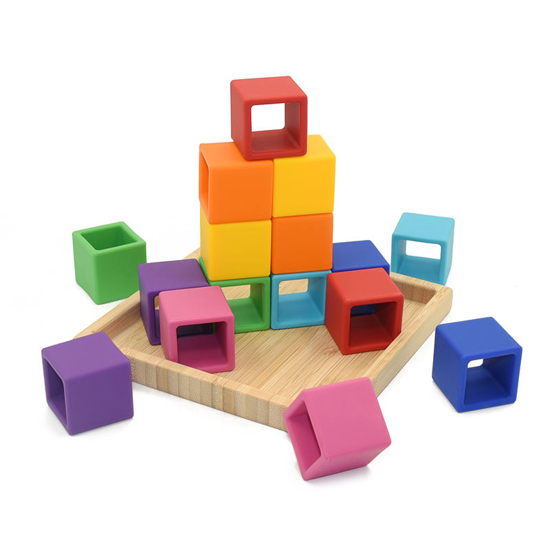 Biomom Silicone Building Blocks, 16pcs - Rainbow