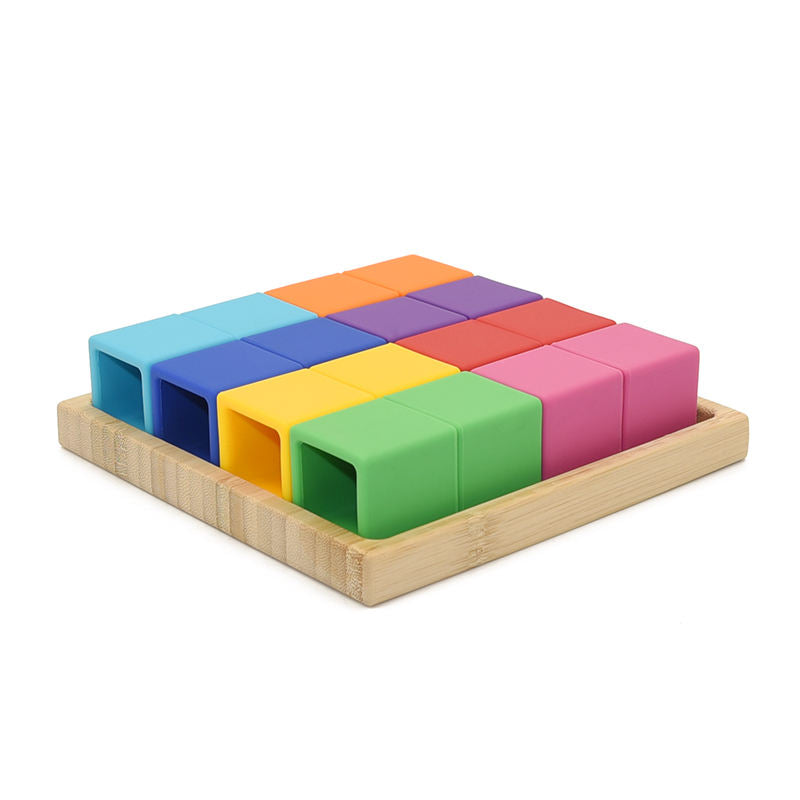 Biomom Silicone Building Blocks, 16pcs - Rainbow