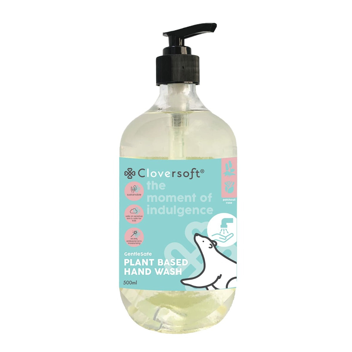 Cloversoft 99.99% Antibacterial Gel Hand Wash, 500ml - Patchouli & Rose  (Exp 04/27)