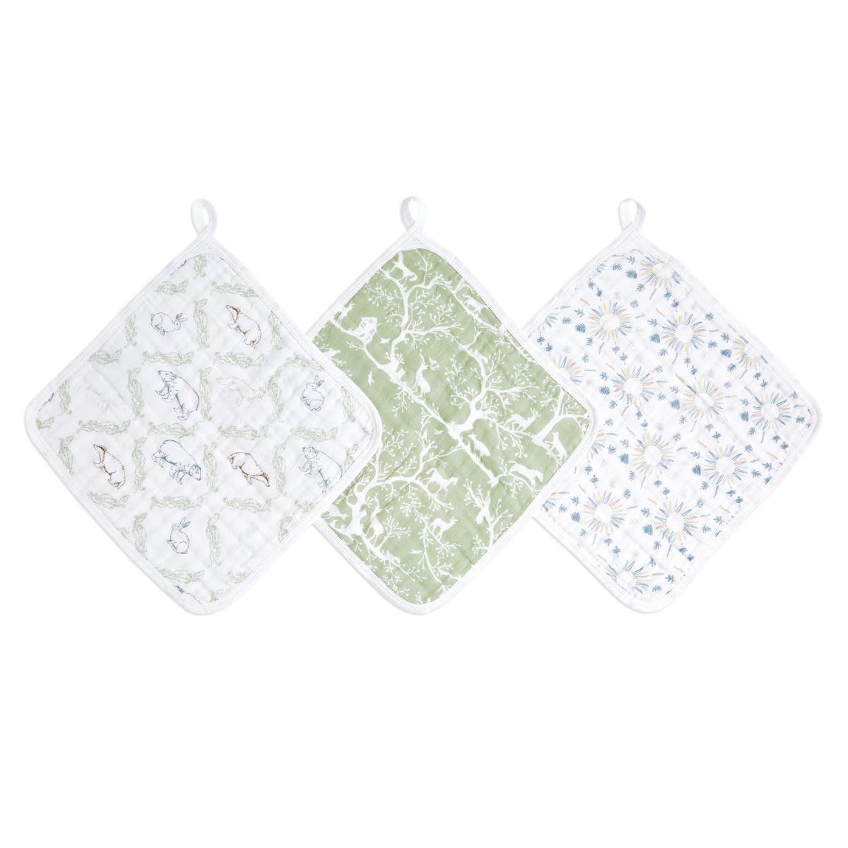 Aden Anais Essentials Cotton Muslin Washcloths, 3pk (7 designs) - Pupsik Singapore