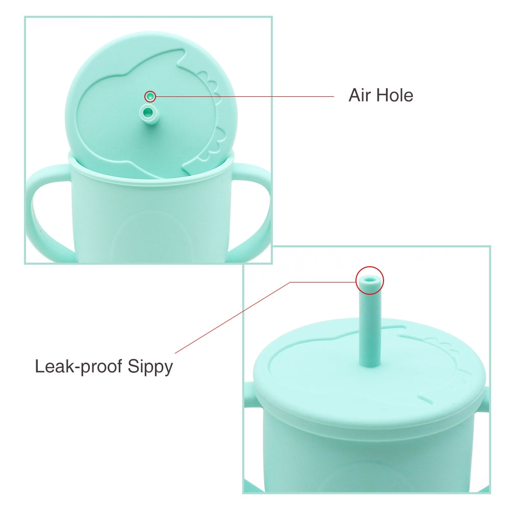 Biomom Penguin Silicone Straw Cup (3 Colours) - Pupsik Singapore