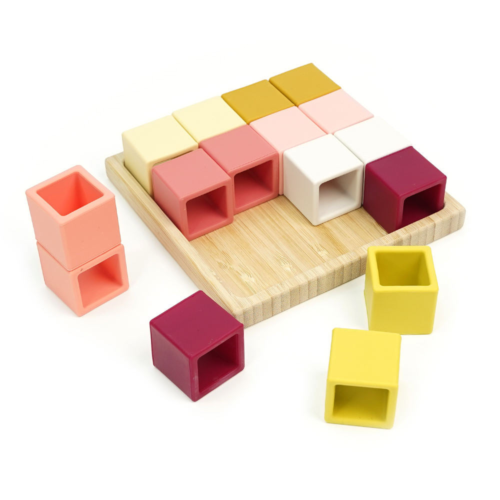 Biomom Silicone Building Blocks, 16pcs - Rainbow