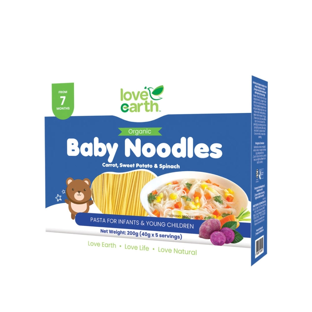 Love Earth Organic Baby Noodles, 200g - Carrot, Sweet Potato & Spinach (Exp 05/27)