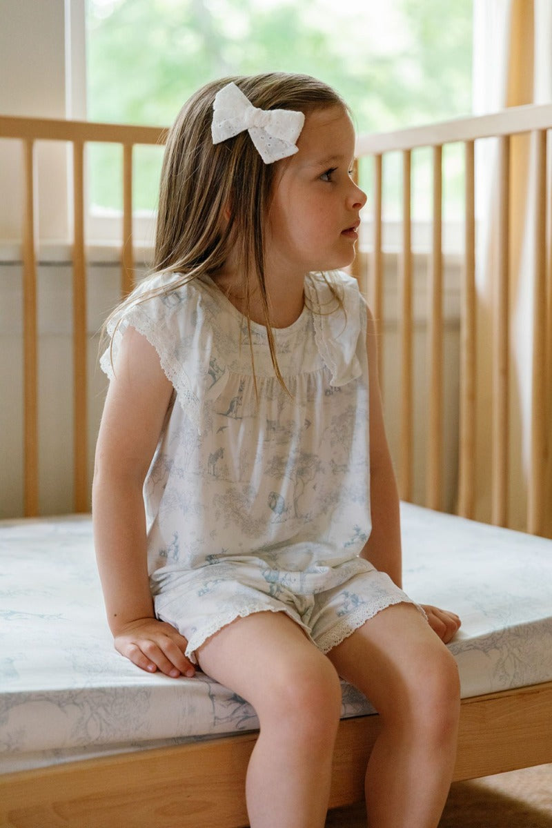 House of Holly Flutter T-Shirt and Shorts Broderie Set - Wild Toile Blue (2 Sizes)