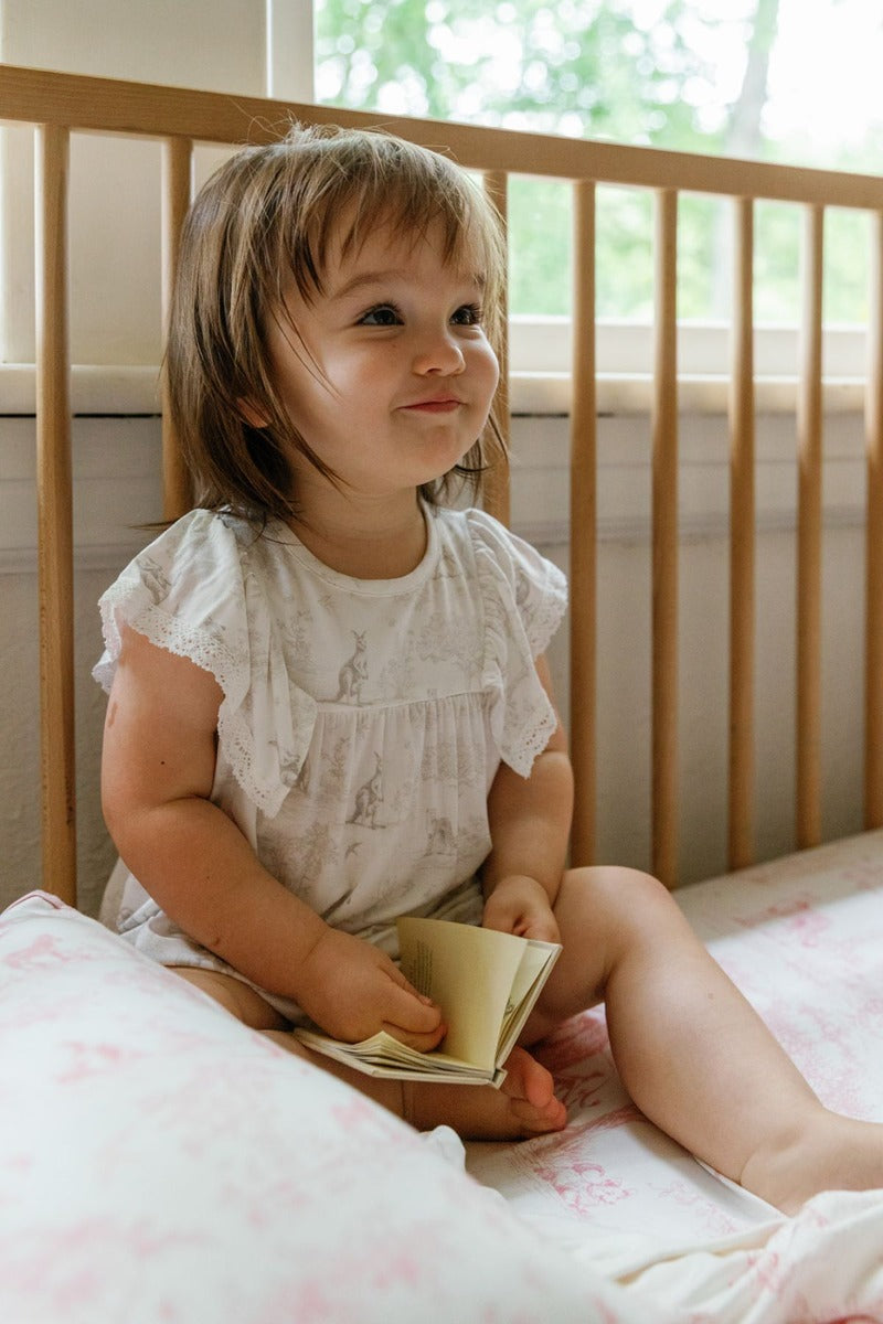 House of Holly Flutter Broderie Romper - Wild Toile Grey (4 Sizes)