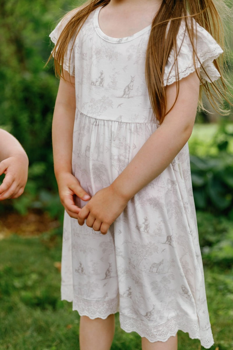 House of Holly Flutter Broderie Dress - Wild Toile Grey - 2-3Y
