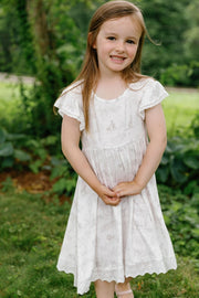 House of Holly Flutter Broderie Dress - Wild Toile Grey - 2-3Y