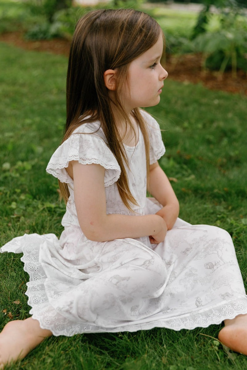 House of Holly Flutter Broderie Dress - Wild Toile Grey - 2-3Y