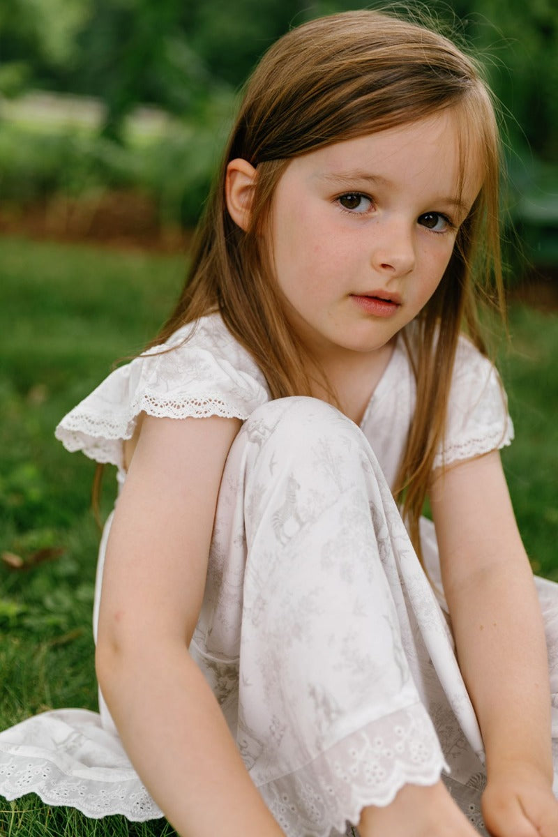 House of Holly Flutter Broderie Dress - Wild Toile Grey - 2-3Y