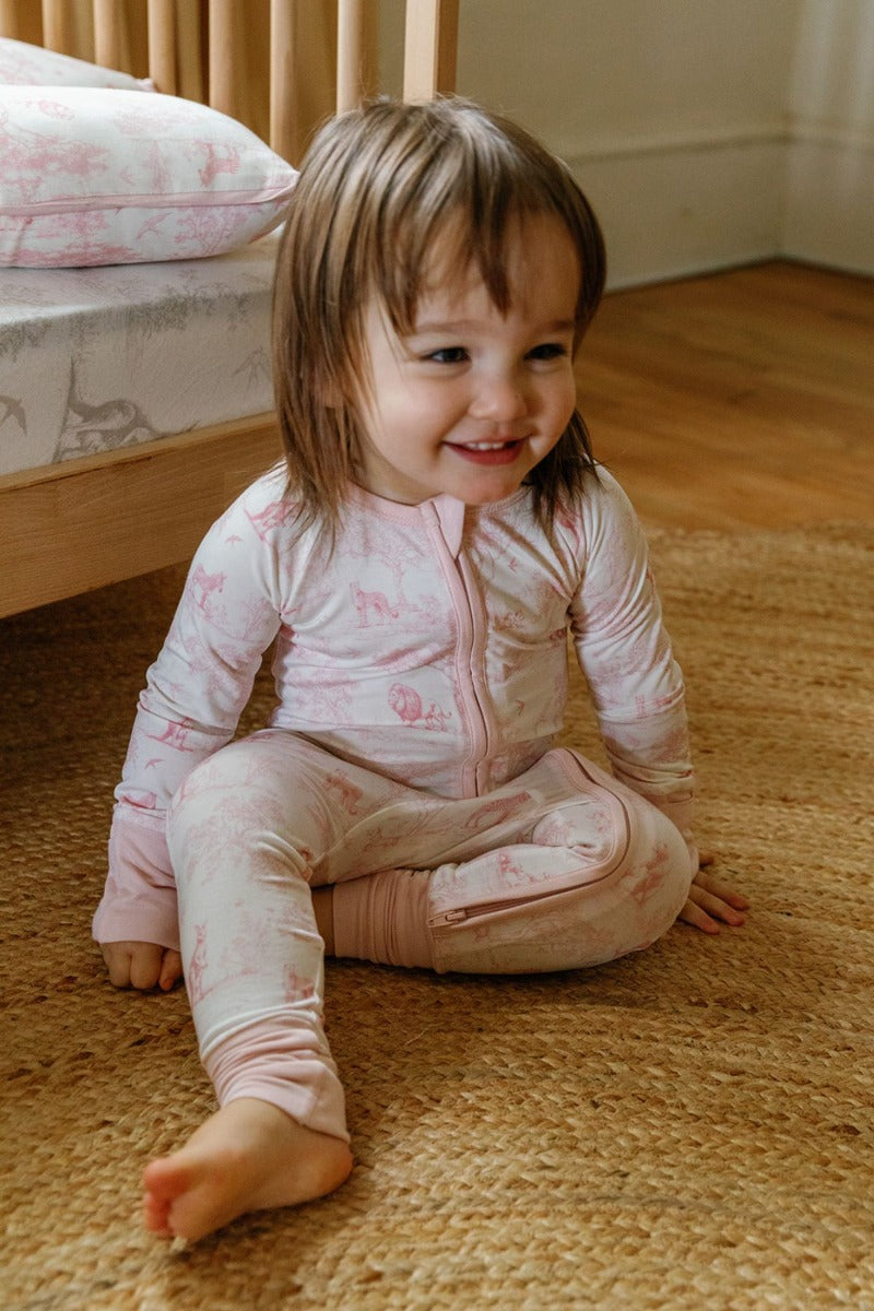 House of Holly Zip Sleepsuit - Wild Toile Pink