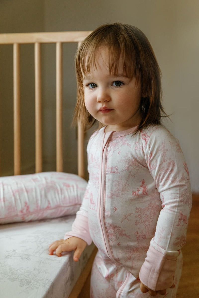 House of Holly Zip Sleepsuit - Wild Toile Pink