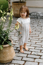 House of Holly Flutter Broderie Romper - Wild Toile Blue (4 Sizes)