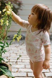 House of Holly Wrapover Onesie - Wild Toile Pink (3 Sizes)