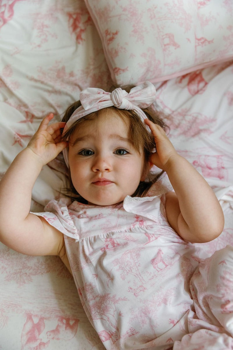 House of Holly Flutter Broderie Romper - Wild Toile Pink (4 Sizes)