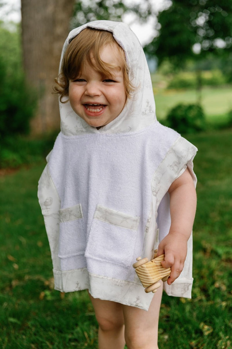 House of Holly Reversible Hooded Towel Poncho - Wild Toile Grey (2 Sizes)