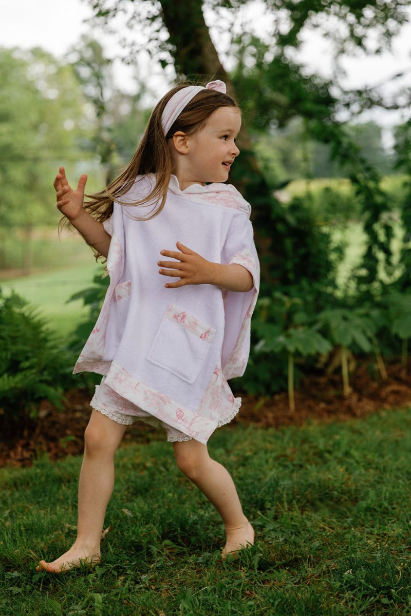 House of Holly Reversible Hooded Towel Poncho - Wild Toile Pink (2 Sizes)