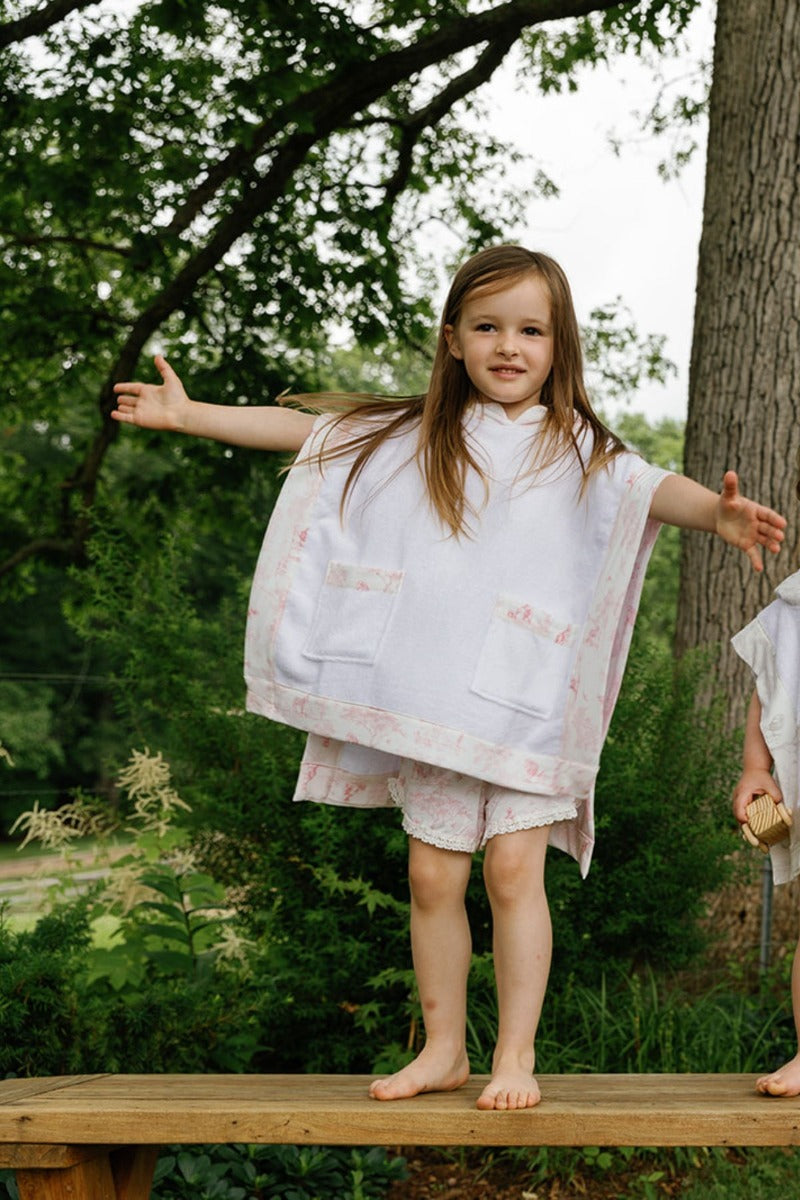 House of Holly Reversible Hooded Towel Poncho - Wild Toile Pink (2 Sizes)