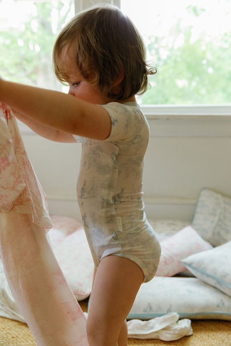 House of Holly Wrapover Onesie - Wild Toile Blue (3 Sizes)