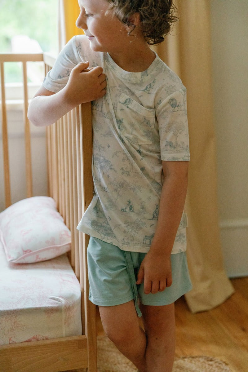 House of Holly Unisex T-Shirt & Shorts Set - Wild Toile Blue (2 Sizes)