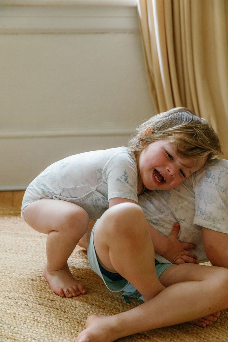 House of Holly Wrapover Onesie - Wild Toile Blue (3 Sizes)