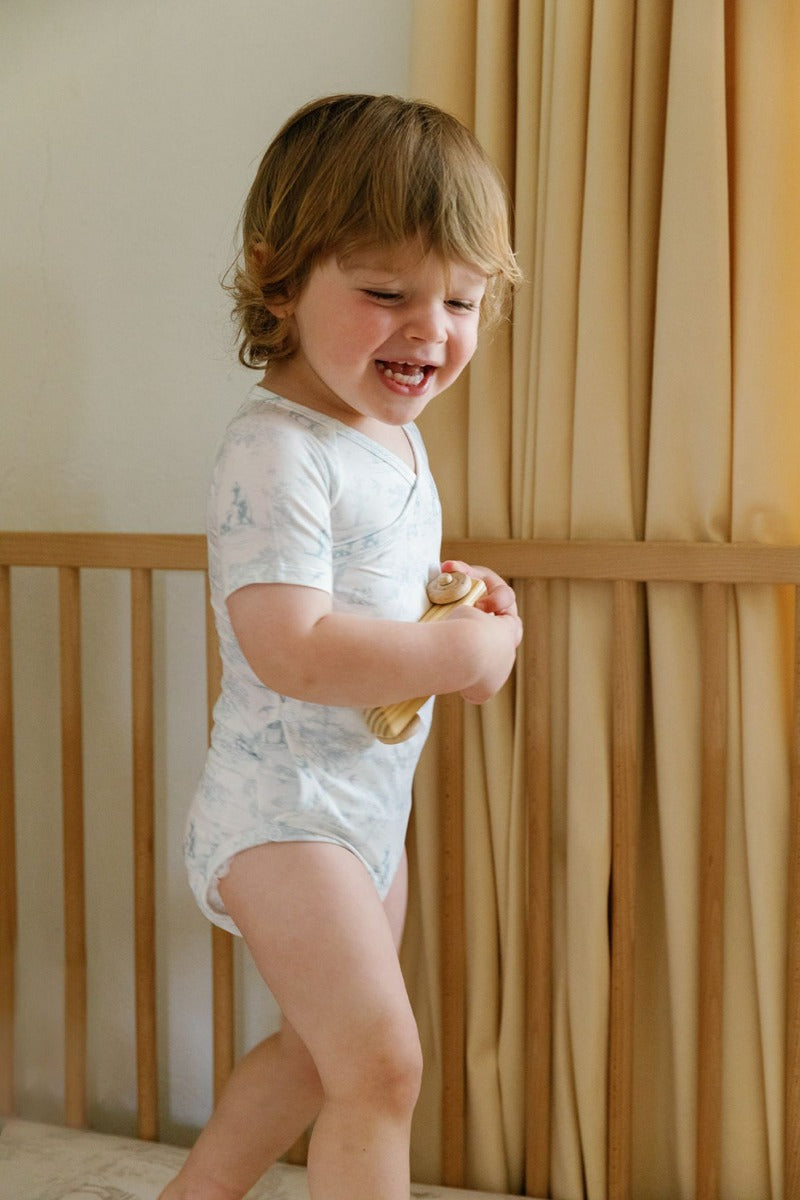 House of Holly Wrapover Onesie - Wild Toile Blue (3 Sizes)