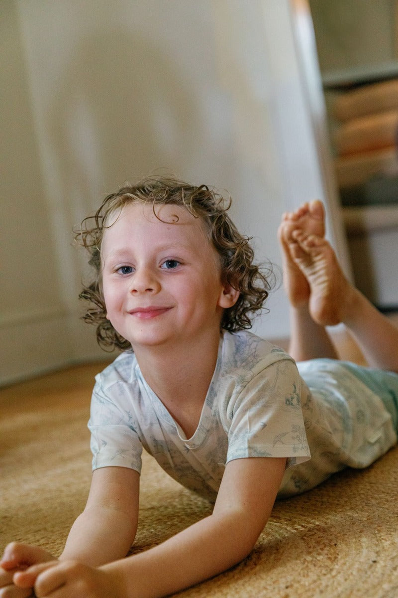 House of Holly Unisex T-Shirt & Shorts Set - Wild Toile Blue (2 Sizes)