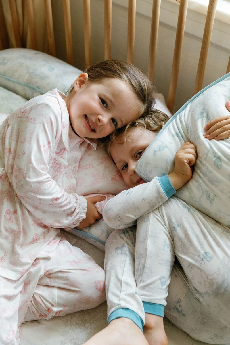 House of Holly Rounded Collar Long Sleeve PJ Set - Wild Toile Pink (3 Sizes)