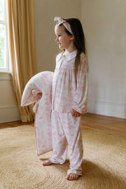House of Holly Rounded Collar Long Sleeve PJ Set - Wild Toile Pink (3 Sizes)