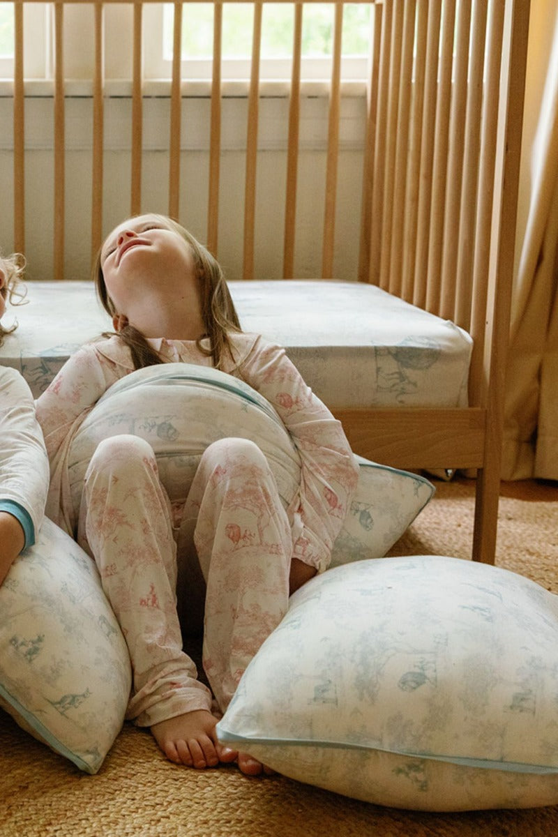 House of Holly Rounded Collar Long Sleeve PJ Set - Wild Toile Pink (3 Sizes)